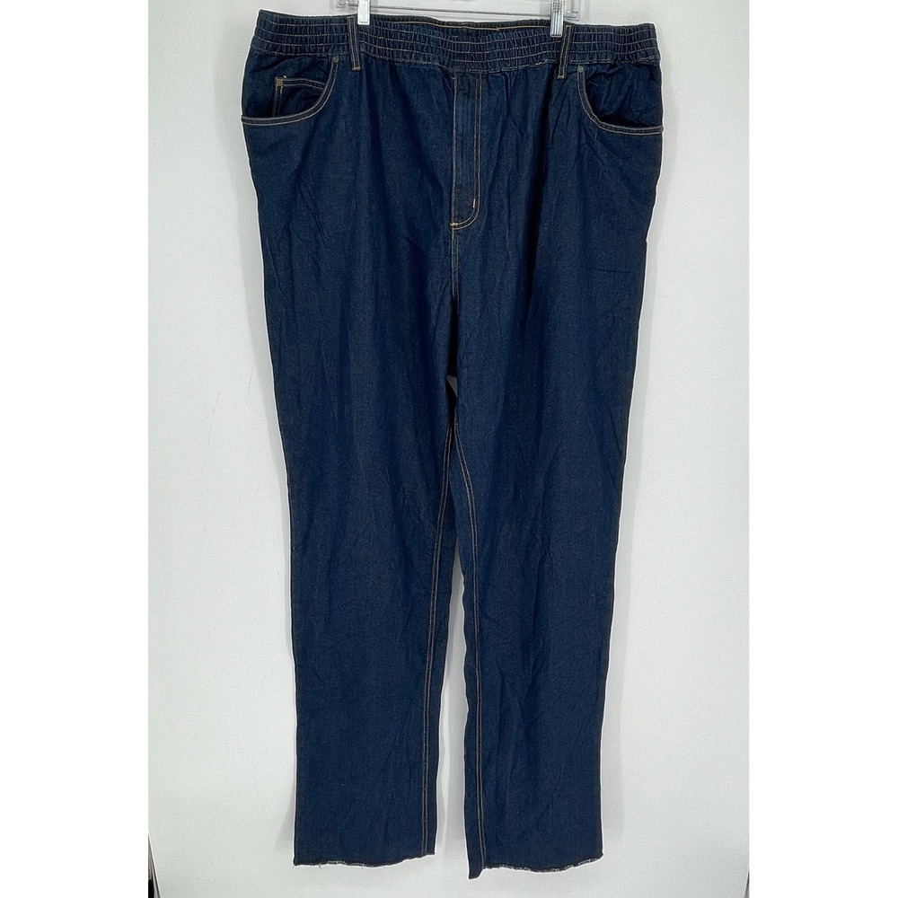 KingSize Men's Blue Elastic Waist Straight Leg Denim Jeans Plus Size 3XL 40 Tall